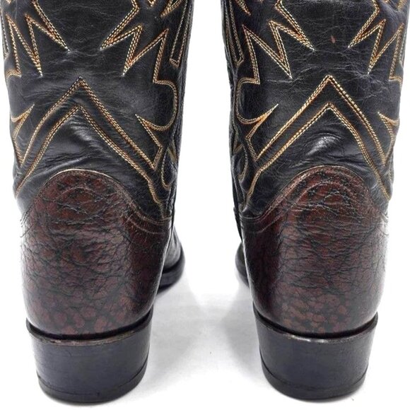 Vintage Tony Lama Exotic Caribou Brown Cowboy Boots Western Mens 10E Gold Label - Picture 12 of 16